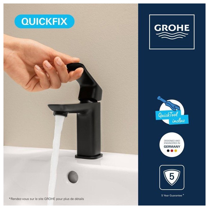Mitigeur de lavabo - GROHE DICE - Taille S - Clic-clac - Noir mat Mitigeur de lavabo - GROHE DICE - Taille S - Clic-clac - Noir mat