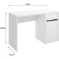Bureau - BALI - Blanc - 1 tiroir / 1 porte - 110,3 x 50,2 x 74,2 cm