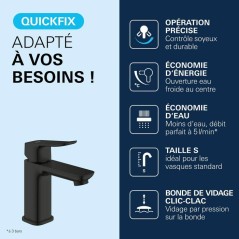 Mitigeur de lavabo - GROHE DICE - Taille S - Cartouche Ch3 & vidage cl