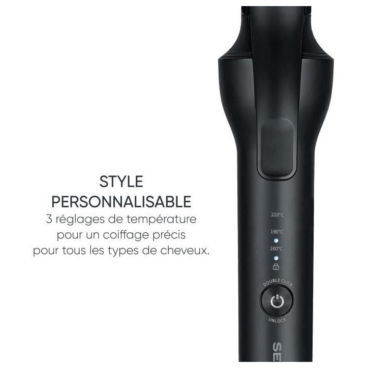 Fer a boucler ionique - SEVERIN - LG 0822 - 3 températures (160, 190, 210 °C) - Cordon 360° de 2,8 m - 1600 W - Noir Fer a boucler ionique - SEVERIN - LG 0822 - 3 températures (160, 190, 210 °C) - Cordon 360° de 2,8 m - 1600 W - Noir