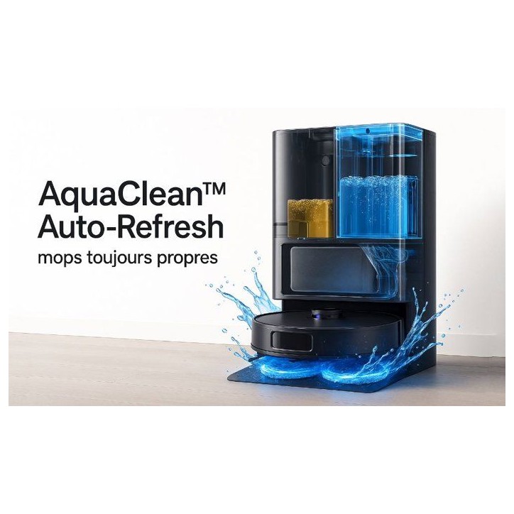 Robot Aspirateur Laveur - EZICLEAN PureFlow MAX - 14 000 Pa - AquaClean Auto-Refresh - EdgeMop Cleaning Robot Aspirateur Laveur - EZICLEAN PureFlow MAX - 14 000 Pa - AquaClean Auto-Refresh - EdgeMop Cleaning