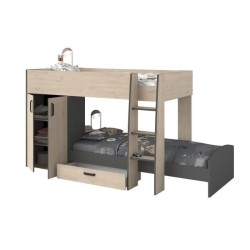 Lits superposés enfant avec rangements - PARISOT - Décor Chene Jacks