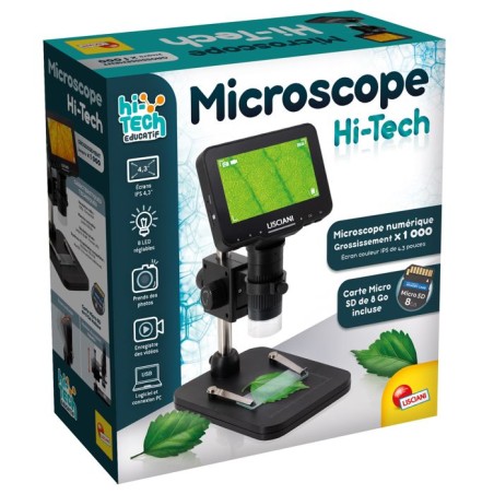 Microscope numérique - LISCIANIGIOCHI - I'M A GENIUS - Jusqu'a 1000× - Écran IPS 4,3 - 8 LED réglables