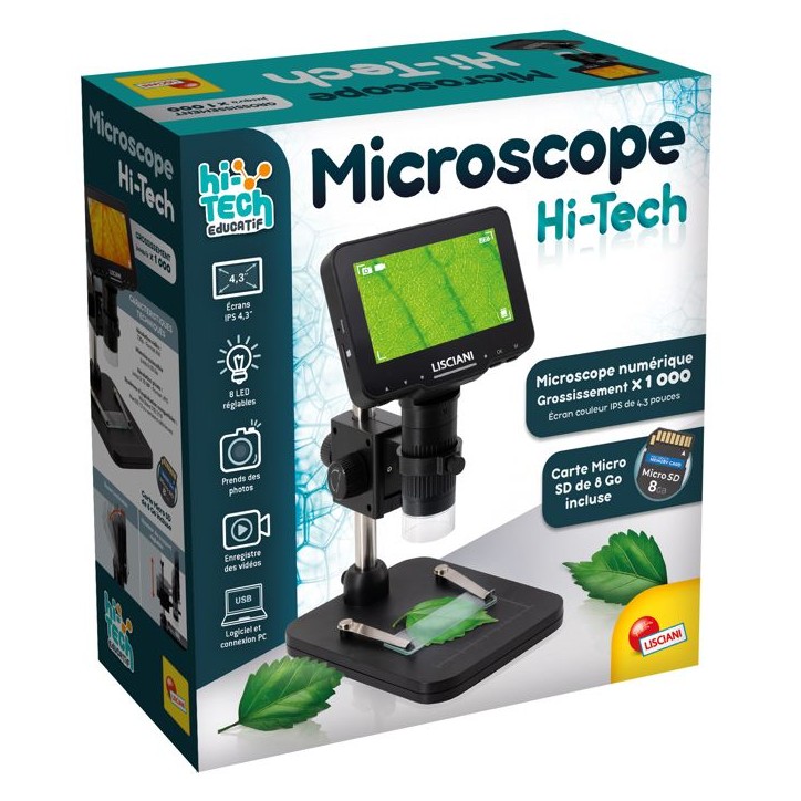 Microscope numérique - LISCIANIGIOCHI - I'M A GENIUS - Jusqu'a 1000× - Écran IPS 4,3 - 8 LED réglables Microscope numérique - LISCIANIGIOCHI - I'M A GENIUS - Jusqu'a 1000× - Écran IPS 4,3 - 8 LED réglables