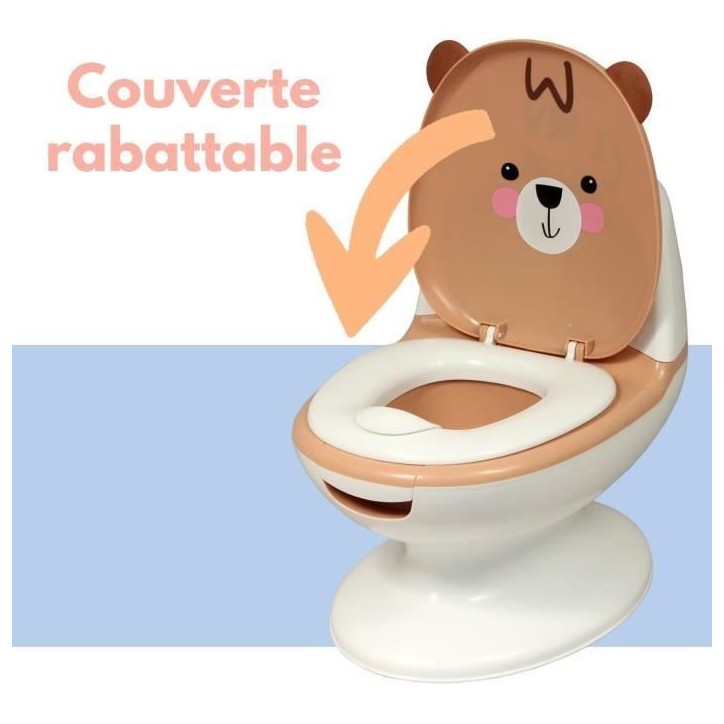 Pot bébé éducatif BAMBISOL - Couvercle et siege rabattable - Manette chasse-d'eau Pot bébé éducatif BAMBISOL - Couvercle et siege rabattable - Manette chasse-d'eau