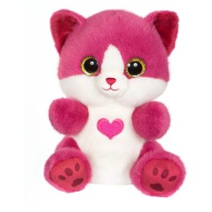 Peluche chat - GIPSY TOYS - BERRY - Rose framboise - 23 cm - Coeur sur