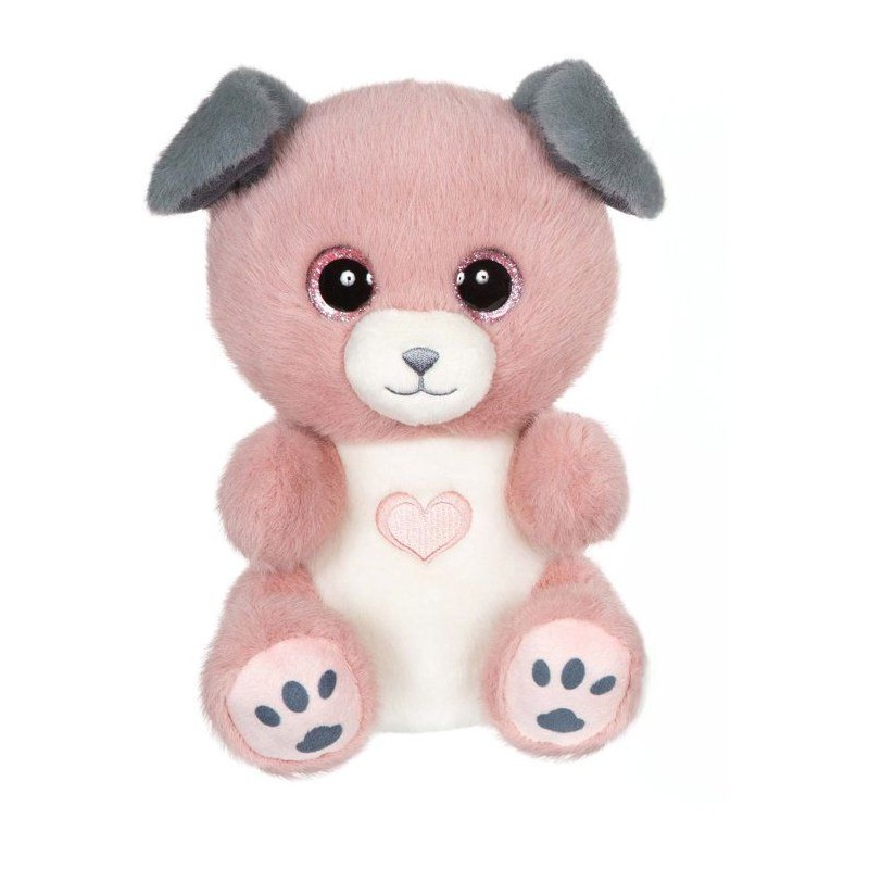 Peluche chien - GIPSY TOYS - CANDY - rose poudré et gris - 23 cm - co