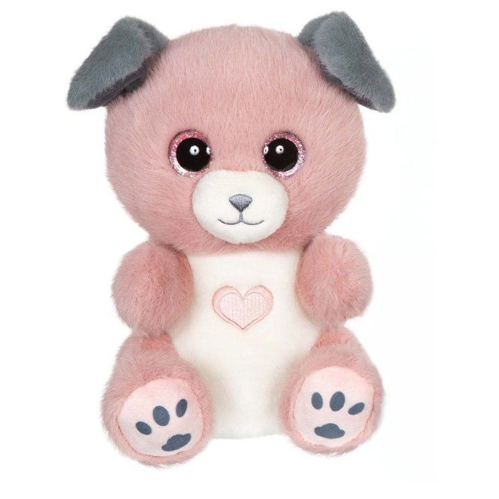 Peluche chien - GIPSY TOYS - CANDY - rose poudré et gris - 23 cm - coeur sur le ventre Peluche chien - GIPSY TOYS - CANDY - rose poudré et gris - 23 cm - coeur sur le ventre