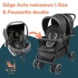 Poussette Double BAMBISOL - Toute équipée - Habillage pluie inclus - Pliage facile