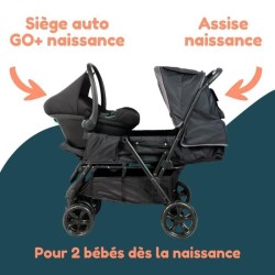 Poussette Double BAMBISOL - Toute équipée - Habillage pluie inclus -