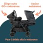 Poussette Double BAMBISOL - Toute équipée - Habillage pluie inclus - Pliage facile