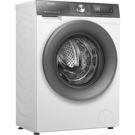 Lave-linge hublot HISENSE W9043BWS3S - 9 kg - Vapeur - 1400 trs/min - Classe A-10% - Vapeur - Connecté - Blanc