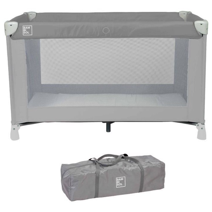 Lit parapluie BAMBISOL 120x60 cm - De la naissance a 3 mois - Matelas et sac de transport inclus