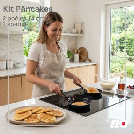 Set 2 mini crepieres - ELO - Ø 14 cm - 1 spatule Jewel de Luxe