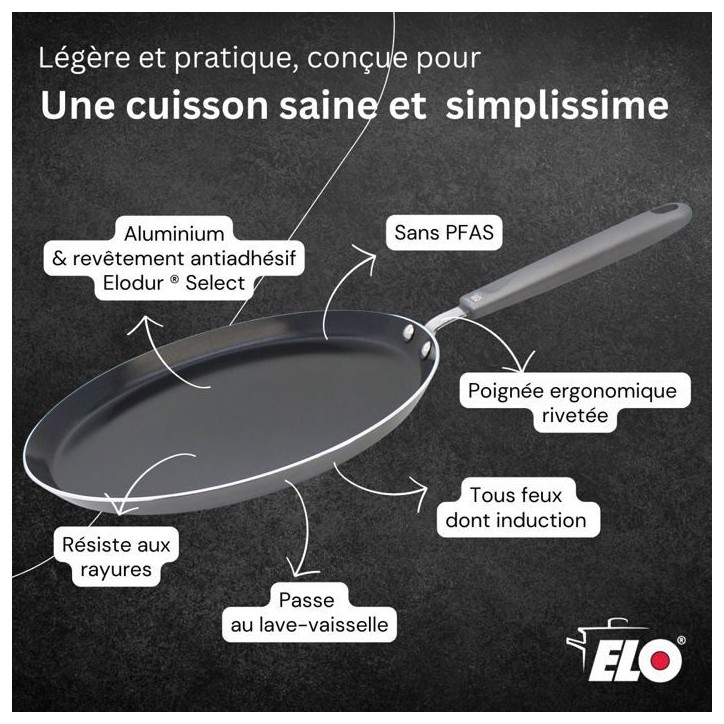 Set chandeleur crepiere - ELO - Ducato - Ø 26 cm - 3 ustensiles Set chandeleur crepiere - ELO - Ducato - Ø 26 cm - 3 ustensiles