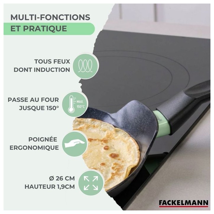 Set chandeleur crepiere - FACKELMANN - BRANDAO - Ø 26 cm - 3 ustensiles Set chandeleur crepiere - FACKELMANN - BRANDAO - Ø 26 cm - 3 ustensiles
