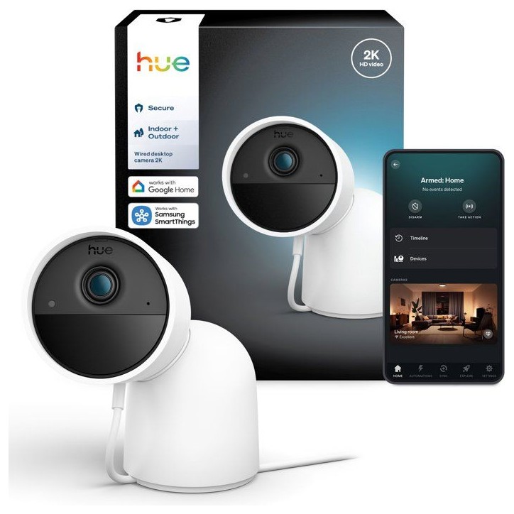 Caméra connectée - Philips Hue - Extérieur - Filaire - Vision nocture - 2K - Blanc Caméra connectée - Philips Hue - Extérieur - Filaire - Vision nocture - 2K - Blanc
