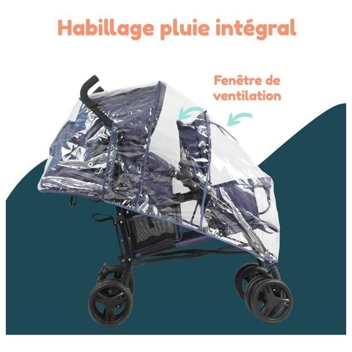 Poussette canne double BAMBISOL - 6-36 mois pour le siege avant (max 15 kg) et de 0-36 mois (max 15 kg) pour le siege arriere Poussette canne double BAMBISOL - 6-36 mois pour le siege avant (max 15 kg) et de 0-36 mois (max 15 kg) pour le siege arriere