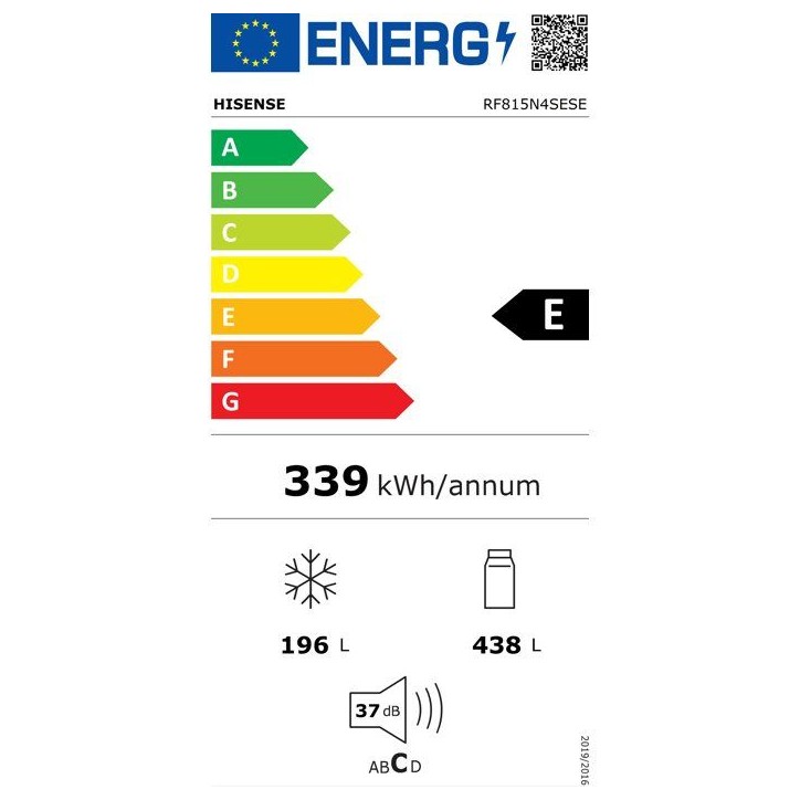 Réfrigérateur multi-portes - HISENSE - RF815N4SESE - 634 L - Distributeur d'eau - Classe E - 91,4 x 73 x 178,5 cm - Inox Réfrigérateur multi-portes - HISENSE - RF815N4SESE - 634 L - Distributeur d'eau - Classe E - 91,4 x 73 x 178,5 cm - Inox