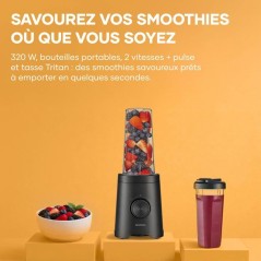 Blender - SEVERIN - SM3753 Mix & Go - 320 W - 2 gourdes de 600 ml - 2