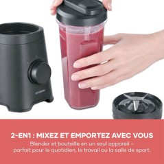 Blender - SEVERIN - SM3753 Mix & Go - 320 W - 2 gourdes de 600 ml - 2
