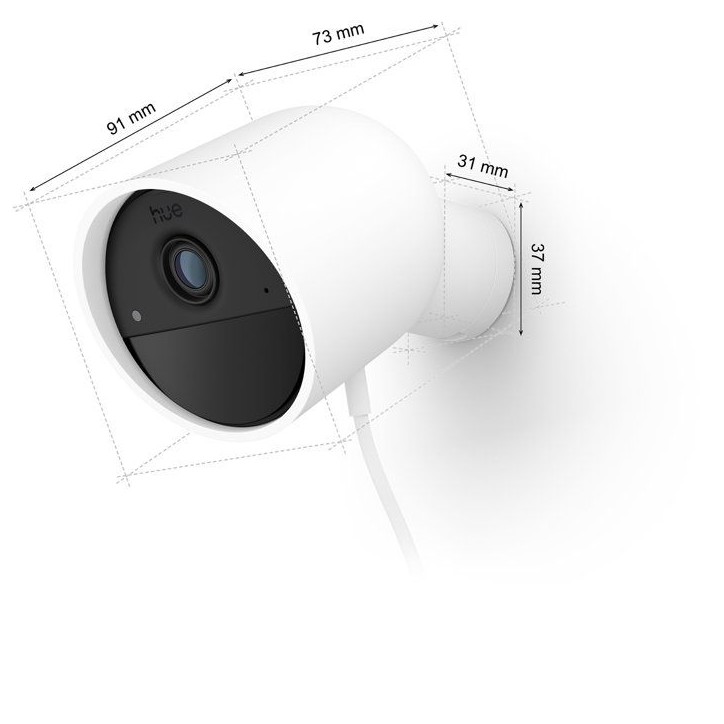 Caméra connectée - Philips Hue - Extérieur - Filaire - Vision nocture - 2K - Bureau - Blanc