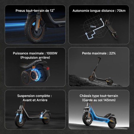 Trottinette électrique - Xiaomi - Electric Scooter 6 Pro - 1000 W max - 12 - Autonomie 70 km - Vitesse max 25km/h - Noir