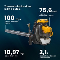 Souffleur thermique dorsal - STIGA - BL 980 R - 75,6 cc (3,1 kW) - Dé