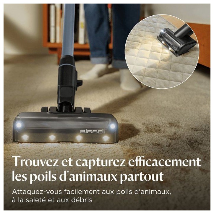 BISSELL PowerClean FurFinder Select - Aspirateur Balai sans Fil - Moteur 200W - Brosse Tangle-Free - Batterie Amovible