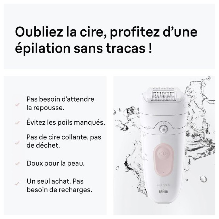Épilateur électrique - BRAUN - SE5-011 - 2 modes - 40 min - Étanche - Blanc / Rose Épilateur électrique - BRAUN - SE5-011 - 2 modes - 40 min - Étanche - Blanc / Rose