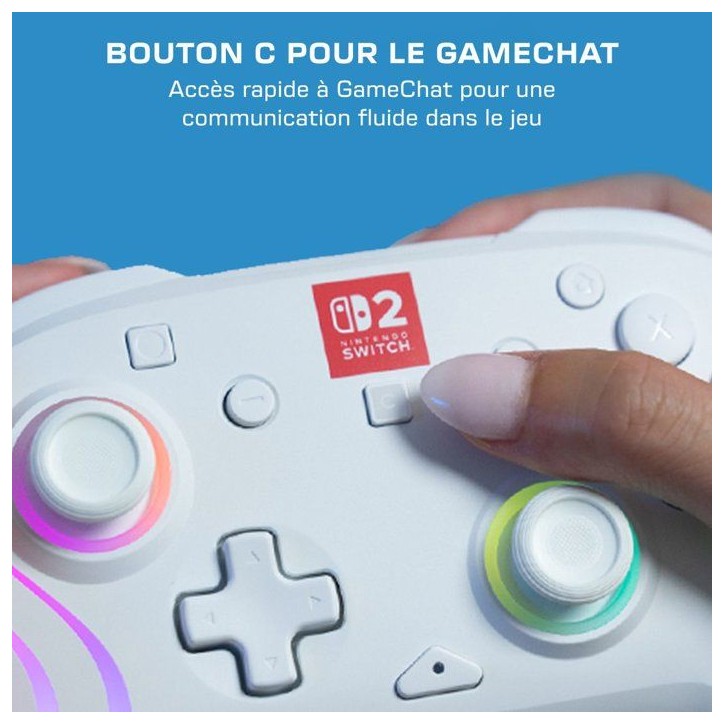 Manette Gaming sans fil RGB - TURTLE BEACH - Afterglow Wave pour Nintendo Switch 2 - Blanc