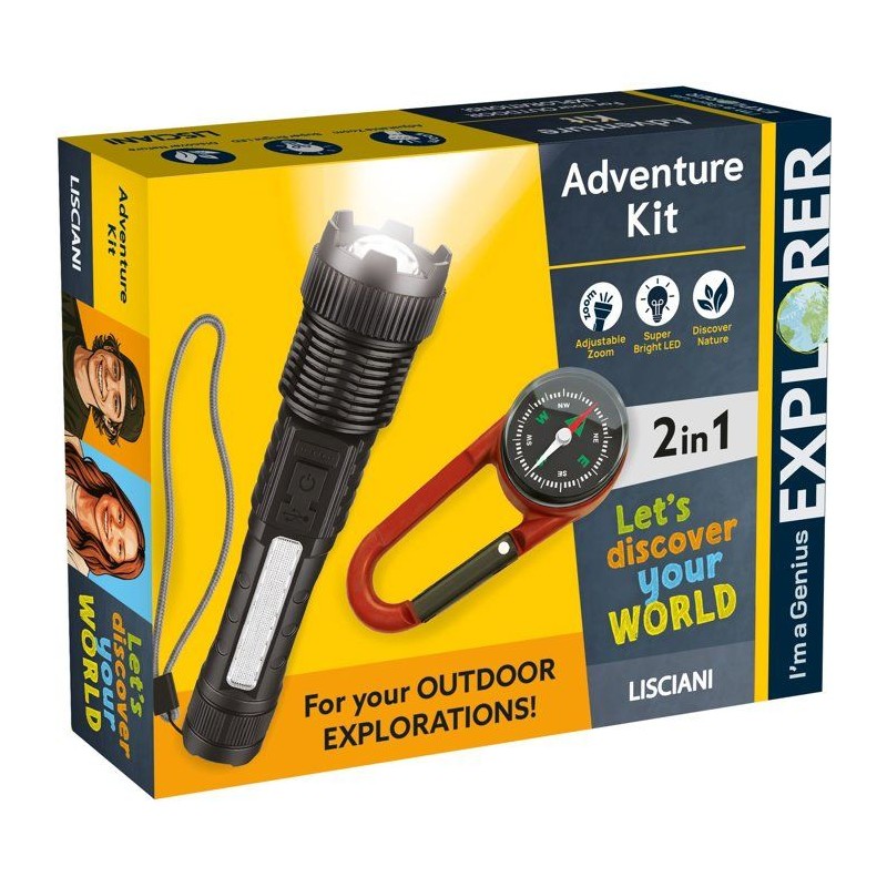 I'M A GENIUS EXPLORER Torche & Boussole - Kit d'Exploration - LISCIANI