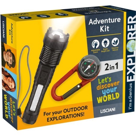 I'M A GENIUS EXPLORER Torche & Boussole - Kit d'Exploration - LISCIANI