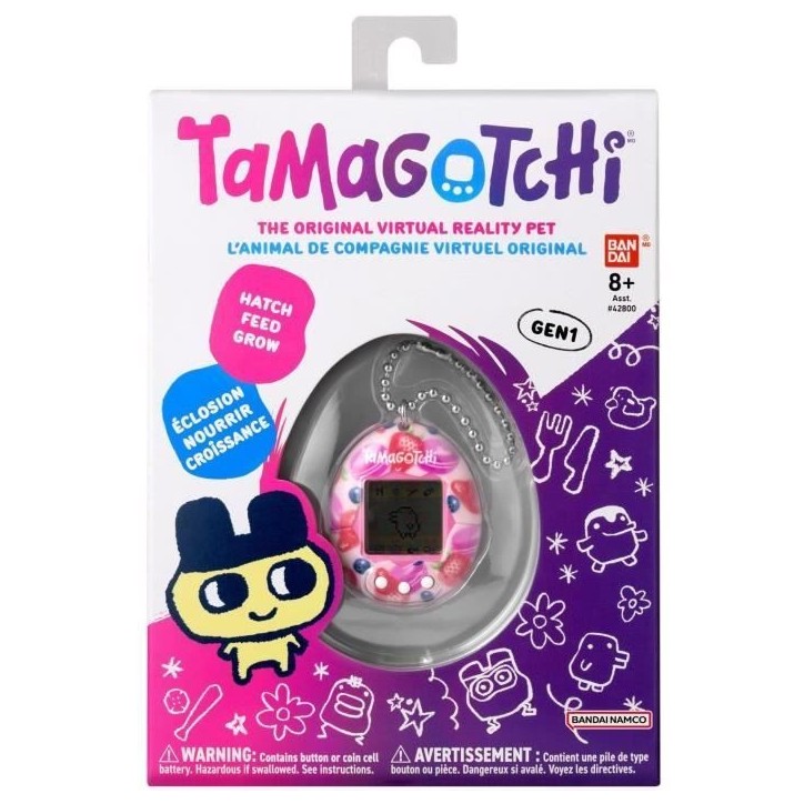 Tamagotchi - BANDAI - Tamagotchi original - Berry Delicious - animal électronique virtuel avec écran couleur, 3 boutons et jeu Tamagotchi - BANDAI - Tamagotchi original - Berry Delicious - animal électronique virtuel avec écran couleur, 3 boutons et jeu