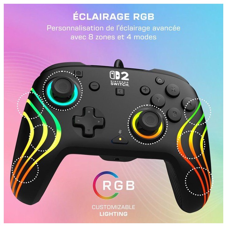 Manette Gaming filaire RGB - TURTLE BEACH - Afterglow Wave pour Nintendo Switch 2 - Noir Manette Gaming filaire RGB - TURTLE BEACH - Afterglow Wave pour Nintendo Switch 2 - Noir
