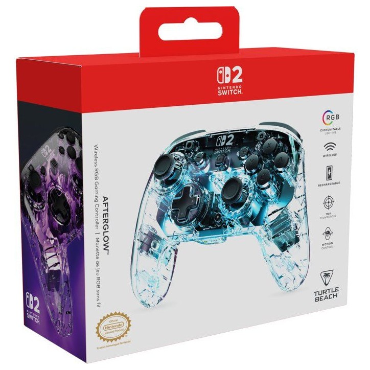 Manette gaming - TURTLE BEACH - Nintendo Switch 2 - Afterglow - Sans fil - Transparente avec éclairage RGB Manette gaming - TURTLE BEACH - Nintendo Switch 2 - Afterglow - Sans fil - Transparente avec éclairage RGB