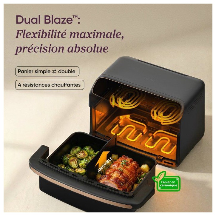 Friteuse sans huile COSORI - Air Fryer Dual Blaze Twinfry Compact - Capacité 8,6L - 2700 W - Noir