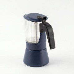 Cafetiere italienne - INOXIBAR - Clair 9 tasses Bleu - verre borosilic