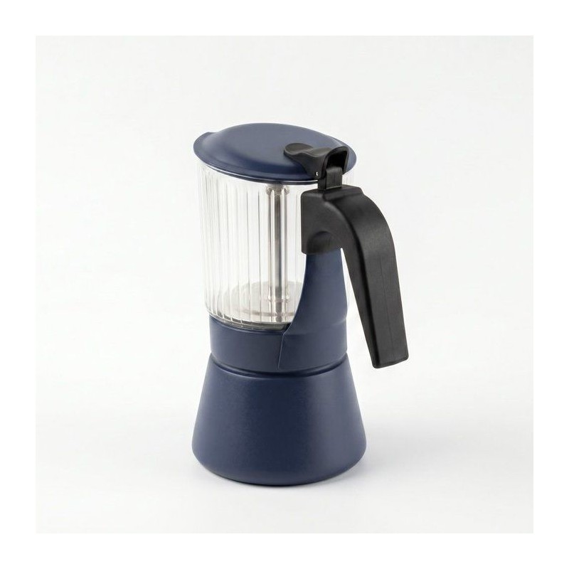 Cafetiere italienne - INOXIBAR - Clair 9 tasses Bleu - verre borosilic