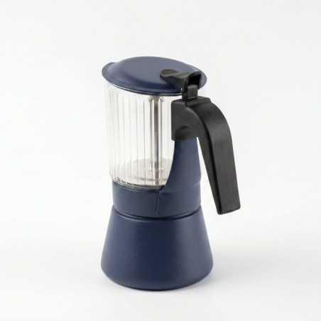 Cafetiere italienne - INOXIBAR - Clair 9 tasses Bleu - verre borosilic
