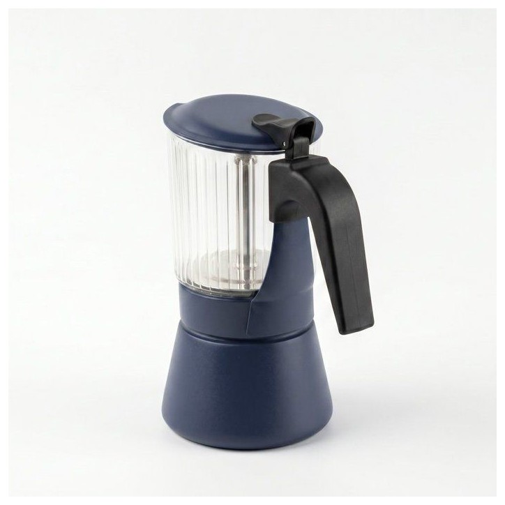 Cafetiere italienne - INOXIBAR - Clair 9 tasses Bleu - verre borosilicaté - induction - soupape sécurité Cafetiere italienne - INOXIBAR - Clair 9 tasses Bleu - verre borosilicaté - induction - soupape sécurité