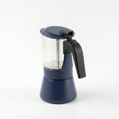 Cafetiere italienne - INOXIBAR - Clair 6 tasses Bleu - verre borosilic