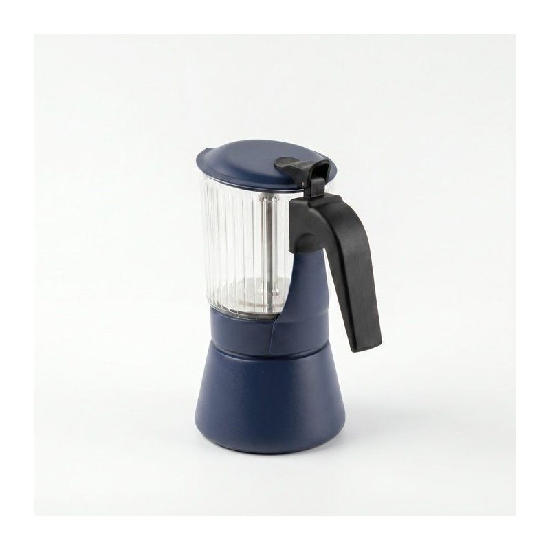 Cafetiere italienne - INOXIBAR - Clair 6 tasses Bleu - verre borosilic