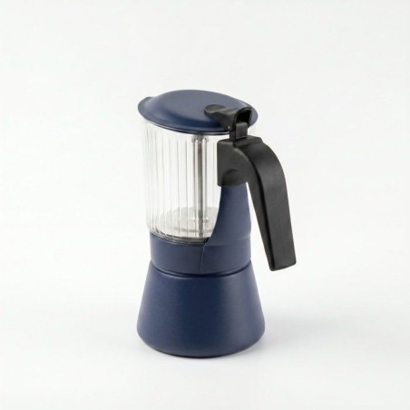 Cafetiere italienne - INOXIBAR - Clair 6 tasses Bleu - verre borosilic