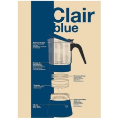Cafetiere italienne - INOXIBAR - Clair 6 tasses Bleu - verre borosilic