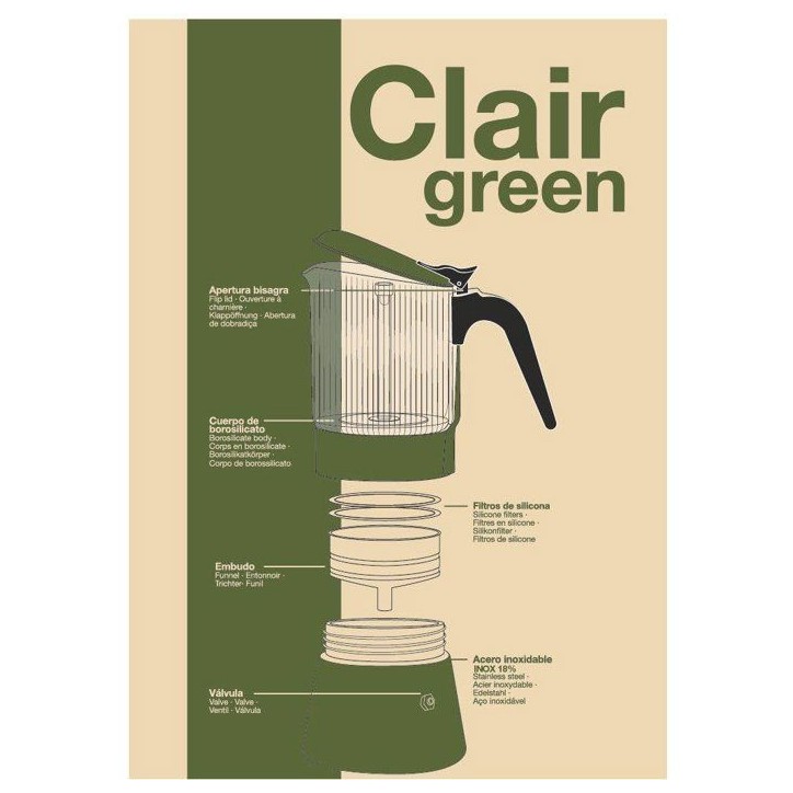 Cafetiere Italienne Inoxibar Clair Vert 6 Tasses Cafetiere Italienne Inoxibar Clair Vert 6 Tasses