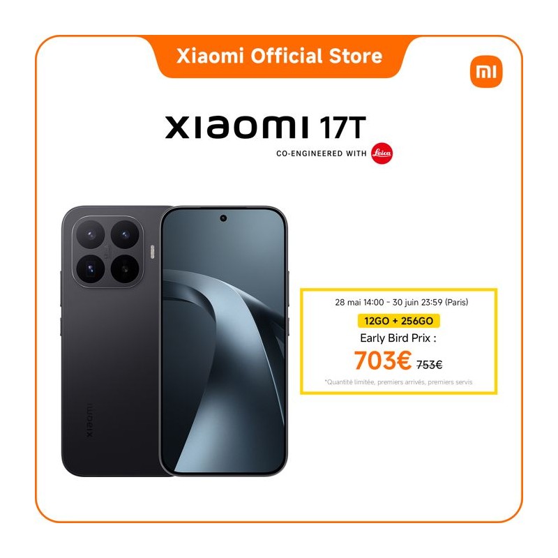 [Officiel] Xiaomi 17T, Smartphone 12+256GO, Noir, Écran de 6,59 pouce