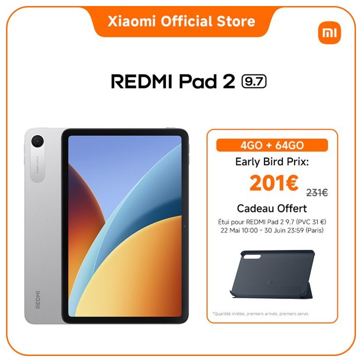 XIAOMI - Redmi Pad 2 - 9,7 - 4 / 64 Go - Wi-Fi - Argent XIAOMI - Redmi Pad 2 - 9,7 - 4 / 64 Go - Wi-Fi - Argent