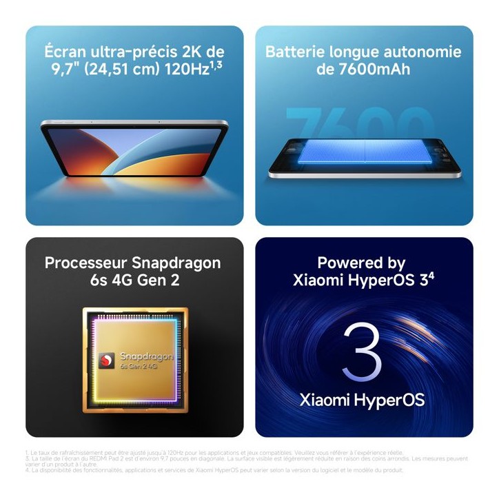 XIAOMI - Redmi Pad 2 - 9,7 - 4 / 64 Go - Wi-Fi - Argent XIAOMI - Redmi Pad 2 - 9,7 - 4 / 64 Go - Wi-Fi - Argent