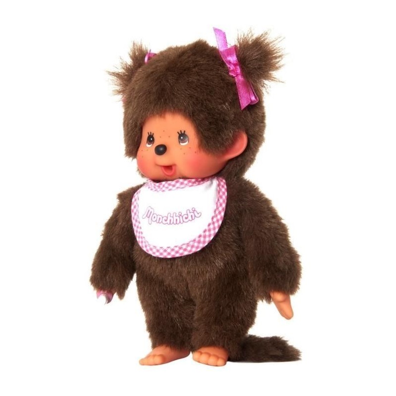 Monchhichi Peluche Fille Bavoir Rose et blanc 20 cm - 25555 Monchhichi Peluche Fille Bavoir Rose et blanc 20 cm - 25555